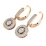 0.50 Carat (ctw) 18K Rose Gold Round Diamond Ladies Halo Style Dangling Drop Earrings 1/2 CT