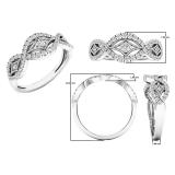 0.25 Carat (ctw) 10K White Gold Round White Diamond Ladies Swirl Engagement Ring 1/4 CT