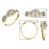 0.25 Carat (ctw) 10K Yellow Gold Round White Diamond Ladies Swirl Engagement Ring 1/4 CT