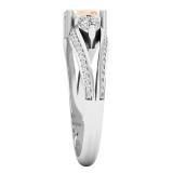 18K White Gold 6X4 MM Oval Morganite Pear White Sapphire & Round Diamond Ladies 3 Stone Ring