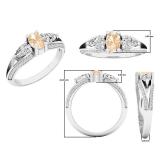 18K White Gold 6X4 MM Oval Morganite Pear White Sapphire & Round Diamond Ladies 3 Stone Ring
