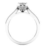 Sterling Silver 6 MM Round White Sapphire & Diamond Ladies Bridal Engagement Ring
