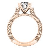 10K Rose Gold 8.2 MM Round & Princess White Cubic Zirconia CZ Ladies Bridal Engagement Ring