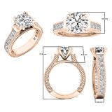 10K Rose Gold 8.2 MM Round & Princess White Cubic Zirconia CZ Ladies Bridal Engagement Ring