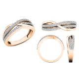 0.20 Carat (ctw) 18K Rose Gold Round Diamond Ladies Swirl Cocktail Fashion Right Hand Ring 1/5 CT