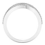 0.20 Carat (ctw) 18K White Gold Round Diamond Ladies Swirl Cocktail Fashion Right Hand Ring 1/5 CT