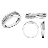 0.20 Carat (ctw) 18K White Gold Round Diamond Ladies Swirl Cocktail Fashion Right Hand Ring 1/5 CT