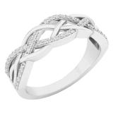 0.20 Carat (ctw) 10K White Gold Round Diamond Ladies Swirl Fashion Right Hand Ring 1/5 CT
