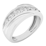 1.00 Carat (ctw) 10K White Gold Round White Diamond Men's Fashion Wedding Band 1 CT
