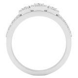 0.60 Carat (ctw) 10K White Gold Princess & Round White Diamond 3 Stone Bridal Engagement Ring Set