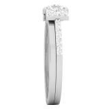 0.60 Carat (ctw) 10K White Gold Princess & Round White Diamond 3 Stone Bridal Engagement Ring Set
