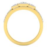 0.60 Carat (ctw) 10K Yellow Gold Princess & Round White Diamond 3 Stone Bridal Engagement Ring Set