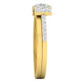 0.60 Carat (ctw) 10K Yellow Gold Princess & Round White Diamond 3 Stone Bridal Engagement Ring Set
