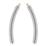 0.15 Carat (ctw) 14K Rose Gold Round White Diamond Ladies Double Row Crawler Climber Earrings