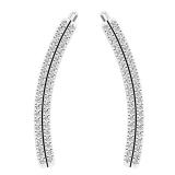 0.15 Carat (ctw) 14K White Gold Round White Diamond Ladies Double Row Crawler Climber Earrings