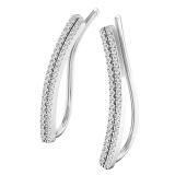 0.15 Carat (ctw) 14K White Gold Round White Diamond Ladies Double Row Crawler Climber Earrings