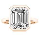 18K Rose Gold 11X9 MM Emerald White Topaz Ladies Bezel Set Solitaire Engagement Ring