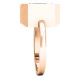 18K Rose Gold 11X9 MM Emerald White Topaz Ladies Bezel Set Solitaire Engagement Ring