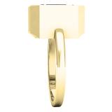 18K Yellow Gold 11X9 MM Emerald White Topaz Ladies Bezel Set Solitaire Engagement Ring