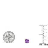 10K Rose Gold 6 MM Each Cushion Amethyst Ladies Solitaire Stud Earrings