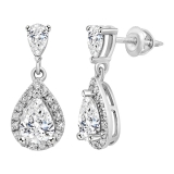 2.00 Cttw Pear & Round Cubic Zirconia Stud Earrings, 925 Sterling Silver in Screw Back