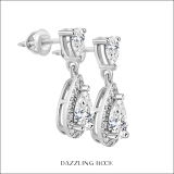2.00 Cttw Pear & Round Cubic Zirconia Stud Earrings, 925 Sterling Silver in Screw Back