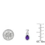 10K White Gold 8X5 MM Each Pear Amethyst & Round White Diamond Ladies Infinity Drop Earrings