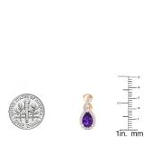 14K Rose Gold 8X5 MM Each Pear Amethyst & Round White Diamond Ladies Infinity Drop Earrings