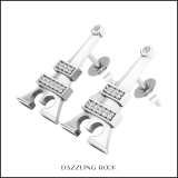 0.10 Carat (ctw) Sterling Silver Round White Diamond Eiffel Tower Stud Earrings 1/10 CT