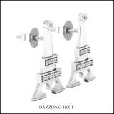 0.10 Carat (ctw) Sterling Silver Round White Diamond Eiffel Tower Stud Earrings 1/10 CT