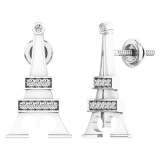 0.10 Carat (ctw) Sterling Silver Round White Diamond Eiffel Tower Stud Earrings 1/10 CT