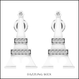 0.10 Carat (ctw) Sterling Silver Round White Diamond Eiffel Tower Stud Earrings 1/10 CT