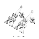 0.10 Carat (ctw) Sterling Silver Round White Diamond Eiffel Tower Stud Earrings 1/10 CT
