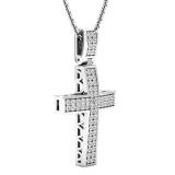 0.30 Carat (ctw) Sterling Silver Round Diamond Cross Pendant 1/3 CT (Silver Chain Included)