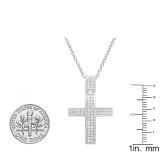 0.30 Carat (ctw) Sterling Silver Round Diamond Cross Pendant 1/3 CT (Silver Chain Included)