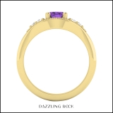 14K Yellow Gold 7X5.4 MM Oval Amethyst & Round Diamond Ladies Bridal Engagement Ring