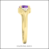 14K Yellow Gold 7X5.4 MM Oval Amethyst & Round Diamond Ladies Bridal Engagement Ring