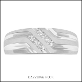 0.15 Carat (ctw) 10K White Gold Round White Diamond Men's Anniversary Wedding Band