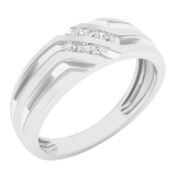 0.15 Carat (ctw) 18K White Gold Round White Diamond Men's Anniversary Wedding Band