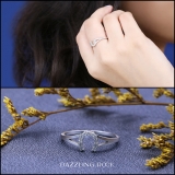 0.10 Carat (ctw) 10K White Gold Round White Diamond Ladies Horseshoe Engagement Ring 1/10 CT
