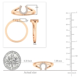 0.10 Carat (ctw) 14K Rose Gold Round White Diamond Ladies Horseshoe Engagement Ring 1/10 CT