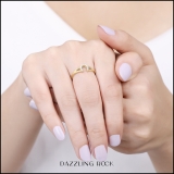 0.10 Carat (ctw) 14K Yellow Gold Round White Diamond Ladies Horseshoe Engagement Ring 1/10 CT