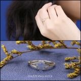 0.10 Carat (ctw) 14K Yellow Gold Round White Diamond Ladies Horseshoe Engagement Ring 1/10 CT