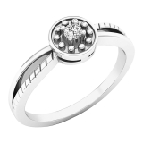 0.05 Carat (ctw) 18K White Gold Round White Diamond Ladies Bridal Promise Engagement Ring