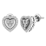 0.25 Carat (ctw) Sterling Silver Round White Diamond Ladies Halo Stud Earrings 1/4 CT