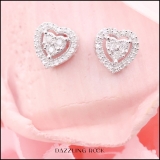 0.25 Carat (ctw) Sterling Silver Round White Diamond Ladies Halo Stud Earrings 1/4 CT