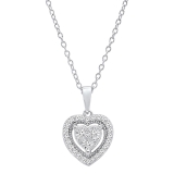 0.25 Carat (ctw) Sterling Silver Round White Diamond Ladies Halo Heart Pendant 1/4 CT