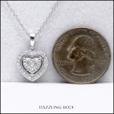 0.25 Carat (ctw) Sterling Silver Round White Diamond Ladies Halo Heart Pendant 1/4 CT