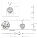 0.25 Carat (ctw) Sterling Silver Round White Diamond Ladies Halo Heart Pendant 1/4 CT
