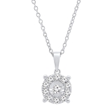 0.50 Carat (ctw) Sterling Silver Round White Diamond Ladies Halo Pendant 1/2 CT